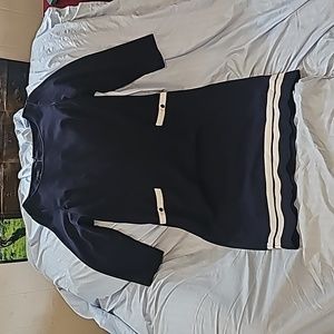 Talbots Navy Blue White trimmed knit stealth women's dress